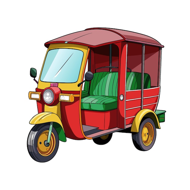 Concepto de ilustración vectorial realista del rickshaw