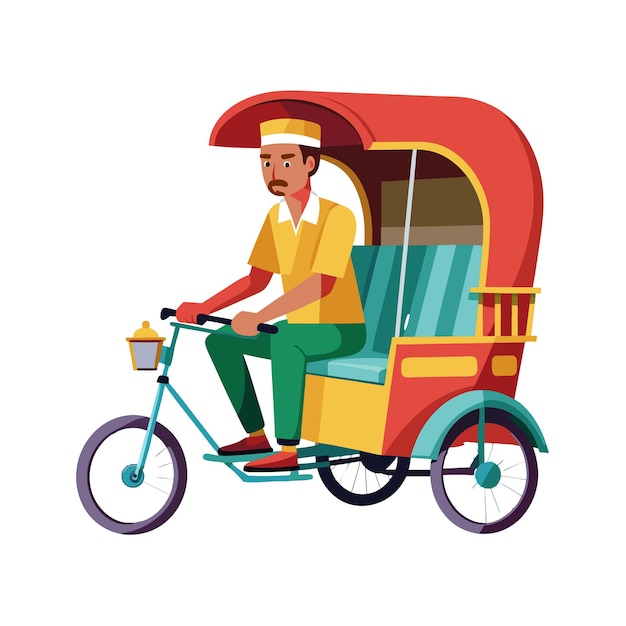 Concepto de ilustración vectorial realista del rickshaw