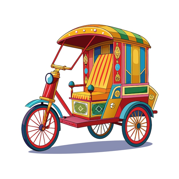 Concepto de ilustración vectorial realista del rickshaw