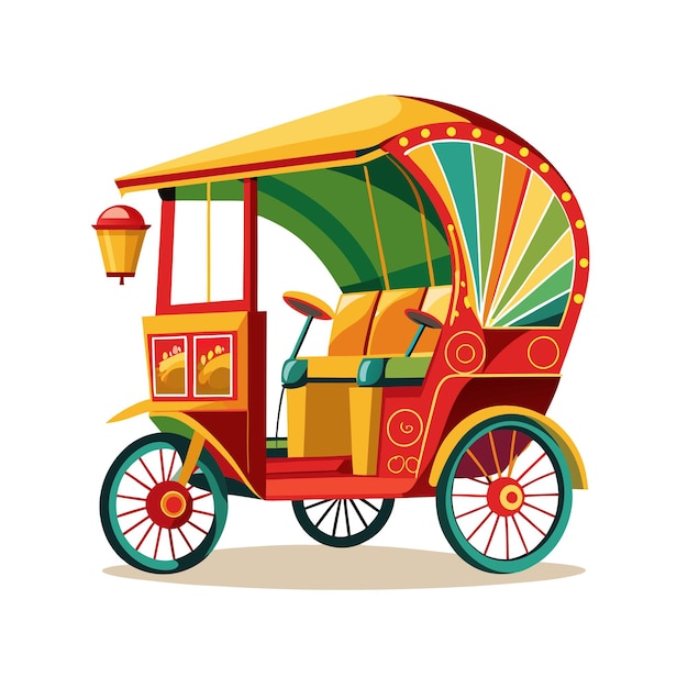 Concepto de ilustración vectorial realista del rickshaw