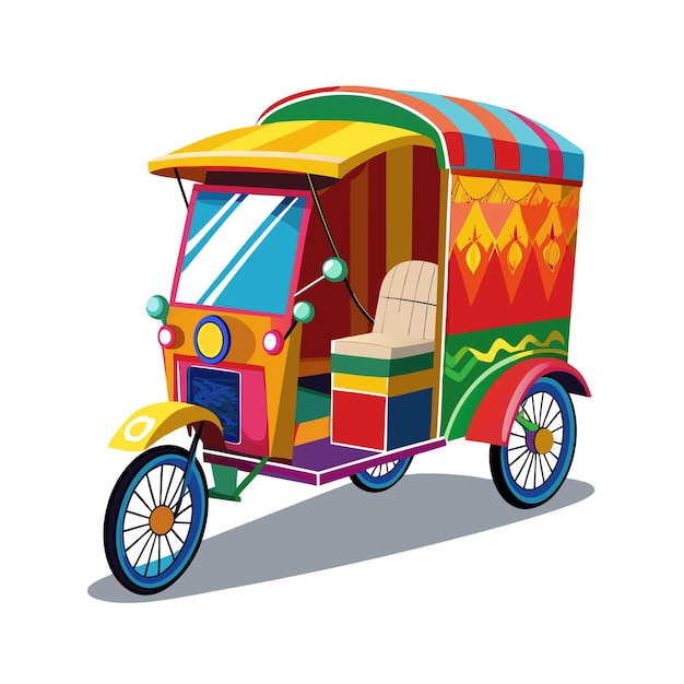 Concepto de ilustración vectorial realista del rickshaw