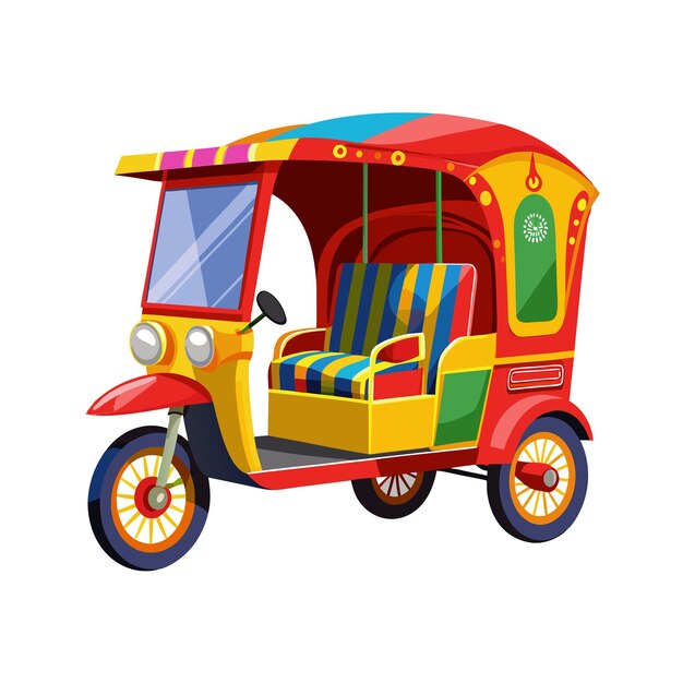 Concepto de ilustración vectorial realista del rickshaw