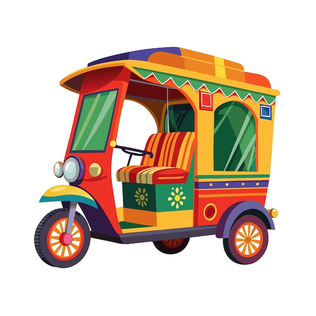 Concepto de ilustración vectorial realista del rickshaw