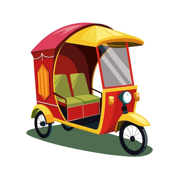 Concepto de ilustración vectorial realista del rickshaw
