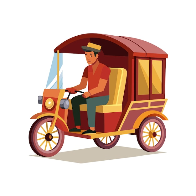 Concepto de ilustración vectorial realista del rickshaw