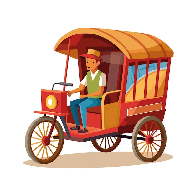 Concepto de ilustración vectorial realista del rickshaw