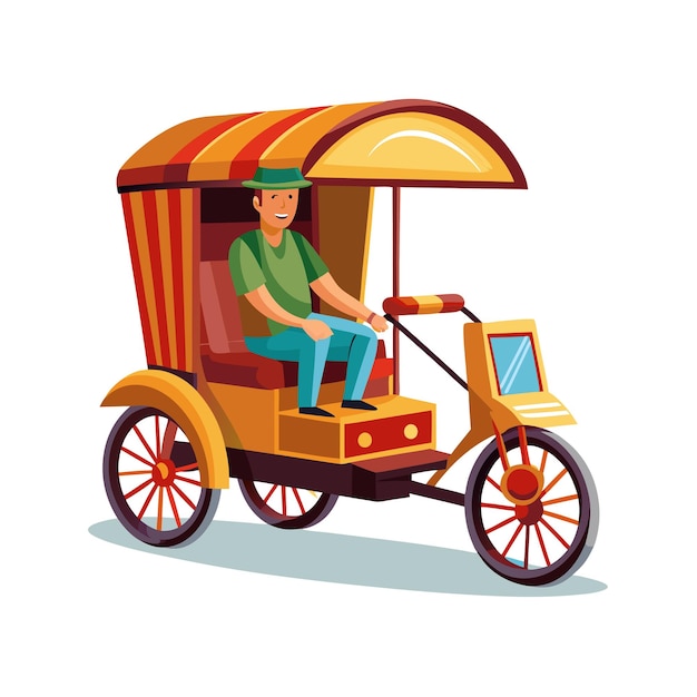 Concepto de ilustración vectorial realista del rickshaw