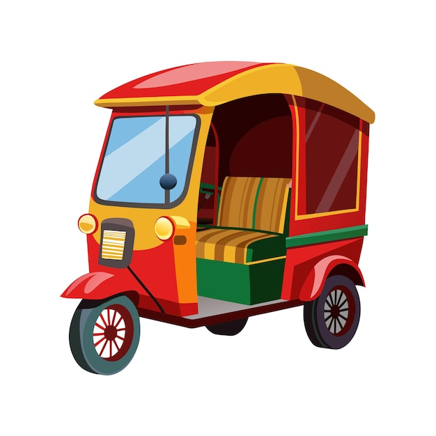 Concepto de ilustración vectorial realista del rickshaw