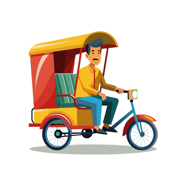 Concepto de ilustración vectorial realista del rickshaw