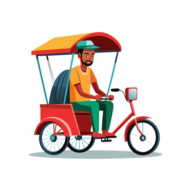 Concepto de ilustración vectorial realista del rickshaw