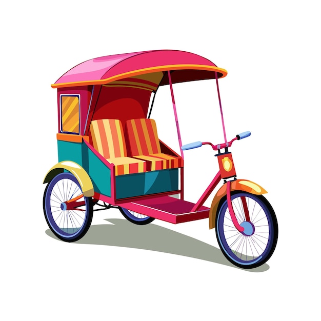 Concepto de ilustración vectorial realista del rickshaw