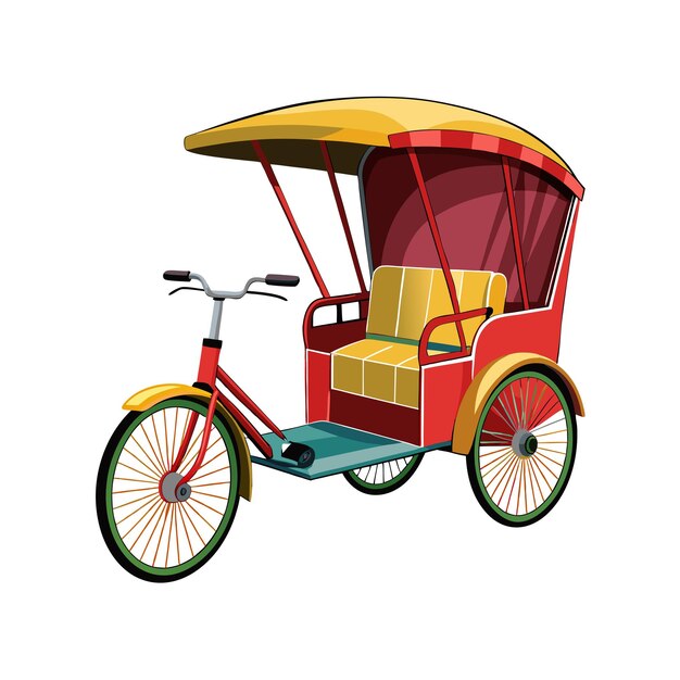 Concepto de ilustración vectorial realista del rickshaw