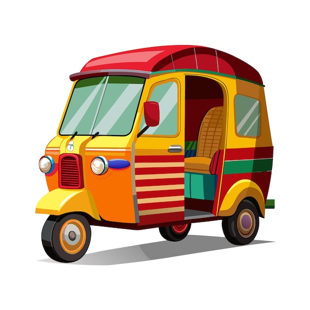 Concepto de ilustración vectorial realista del rickshaw