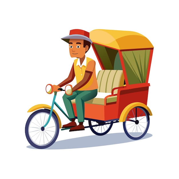 Concepto de ilustración vectorial realista del rickshaw