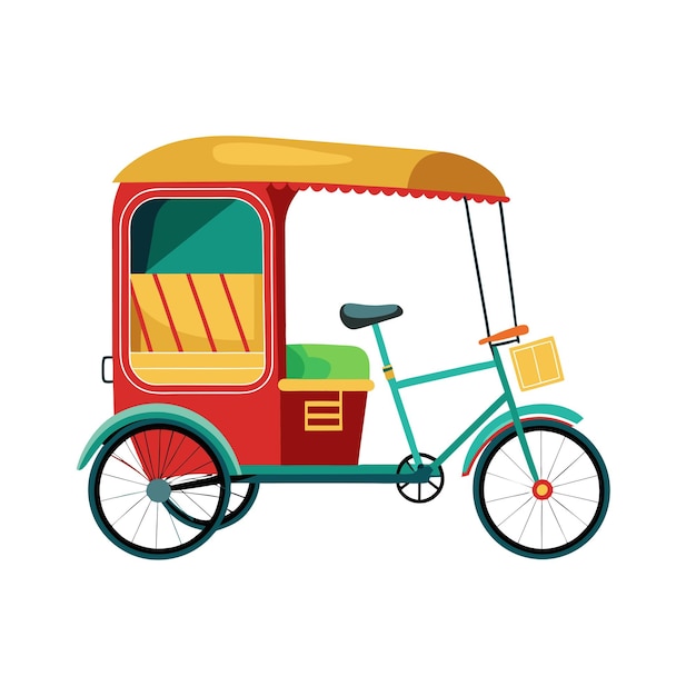 Concepto de ilustración vectorial realista del rickshaw