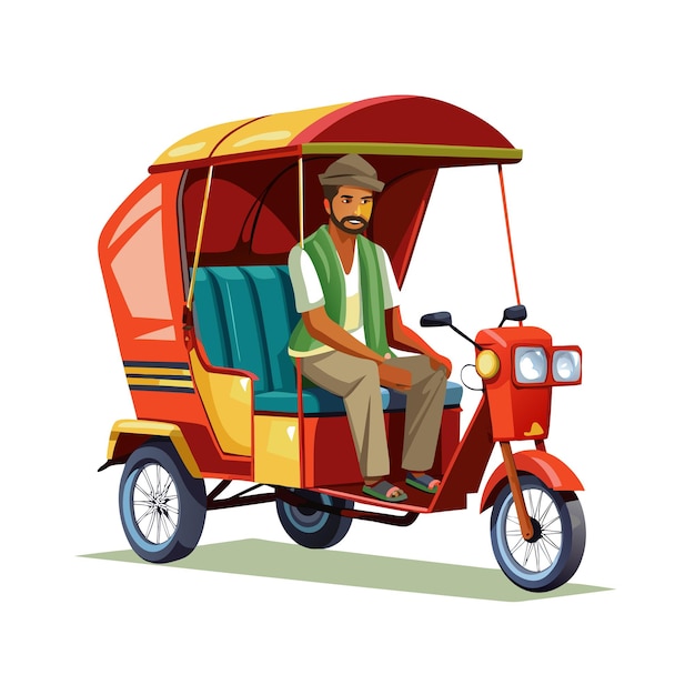 Concepto de ilustración vectorial realista del rickshaw