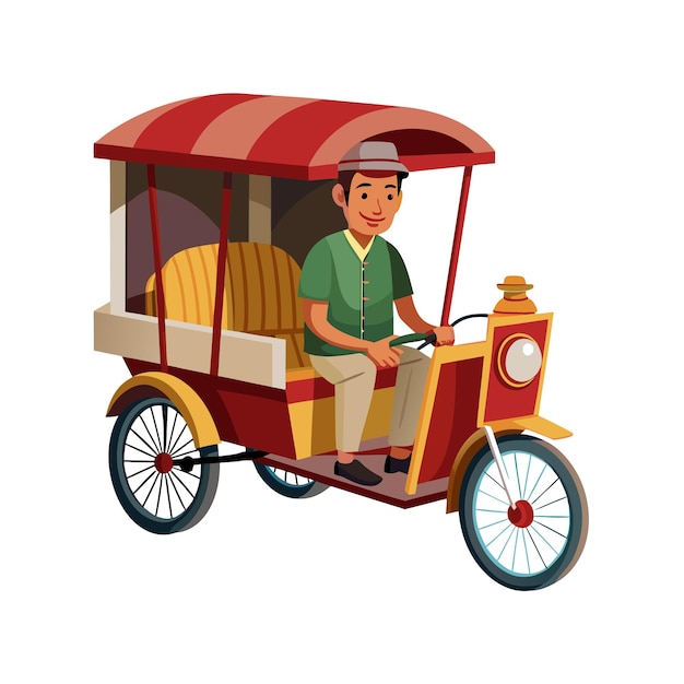 Concepto de ilustración vectorial realista del rickshaw