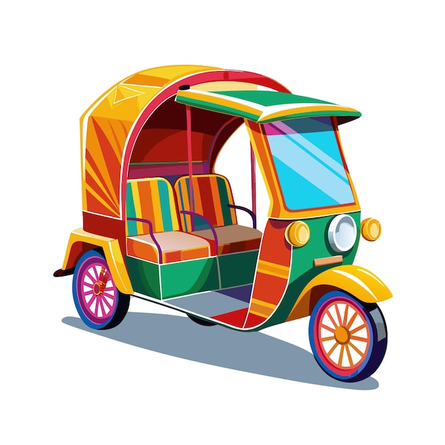 Concepto de ilustración vectorial realista del rickshaw