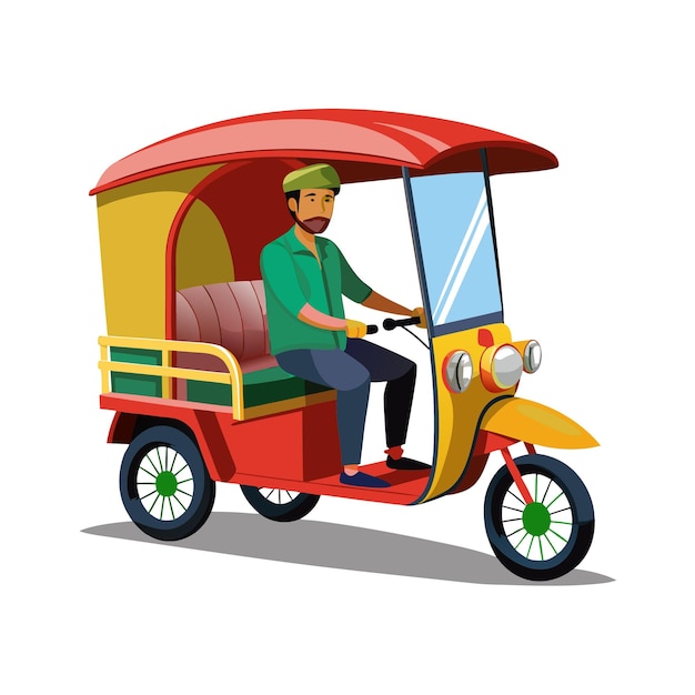 Concepto de ilustración vectorial realista del rickshaw