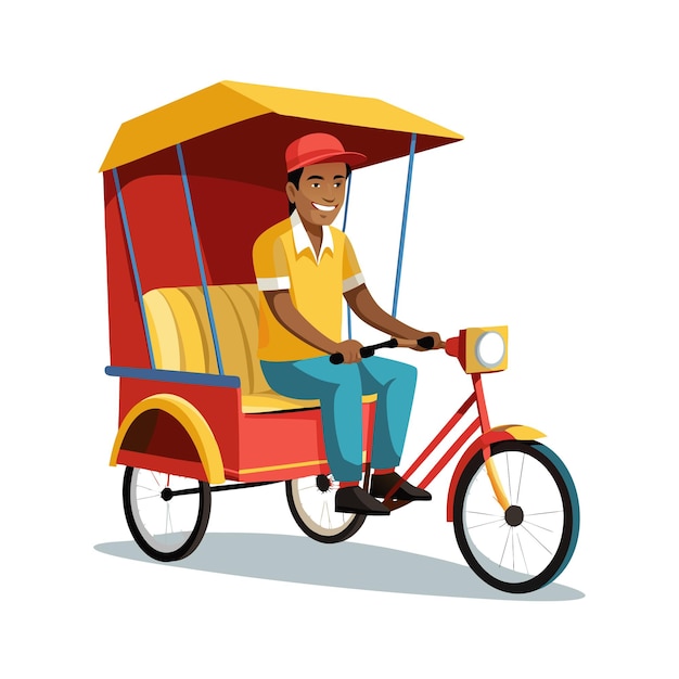 Concepto de ilustración vectorial realista del rickshaw