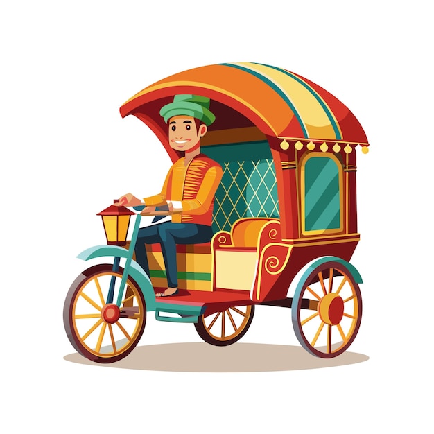 Concepto de ilustración vectorial realista del rickshaw