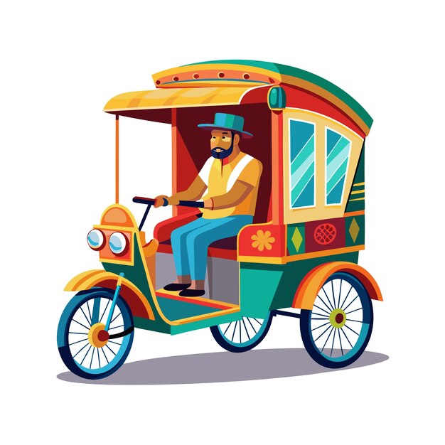 Concepto de ilustración vectorial realista del rickshaw