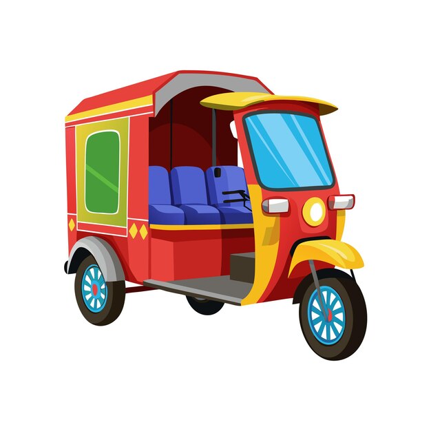Concepto de ilustración vectorial realista del rickshaw