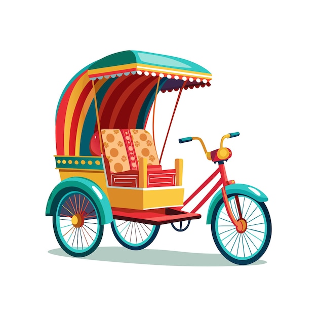 Concepto de ilustración vectorial realista del rickshaw
