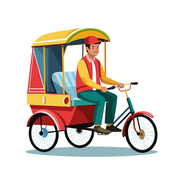 Concepto de ilustración vectorial realista del rickshaw