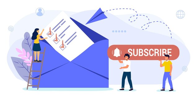 Concepto de ilustración vectorial de suscripción de correo electrónico Sistema de marketing por correo electrónico