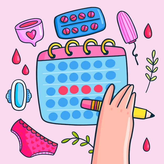 Vector concepto ilustrado del calendario menstrual