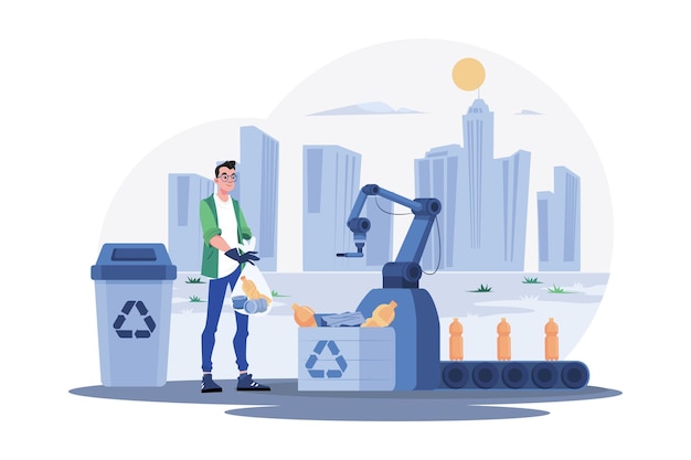 Concepto ilustrativo de la tecnología de reciclaje de residuos