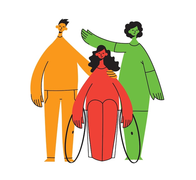 Concepto de inclusión y diversidad ilustración de personajes de personas planas vectoriales multitud masculina y femenina feliz multicultural y multinacional