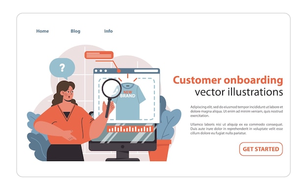 Concepto de incorporación del cliente una guía visual para introducir a nuevos clientes en las ofertas de la marca con
