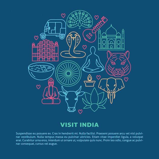 Concepto de India alrededor de banner