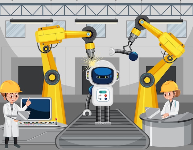 Concepto de industria de automatización de robots