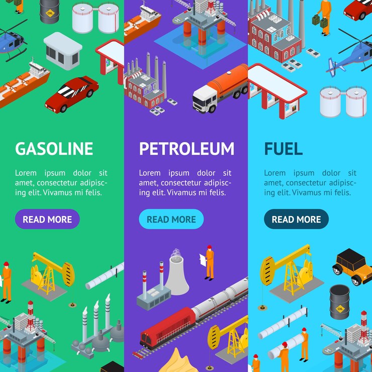 Vector concepto de la industria del petróleo y el gas banner vector set 3d vector de vista isométrica