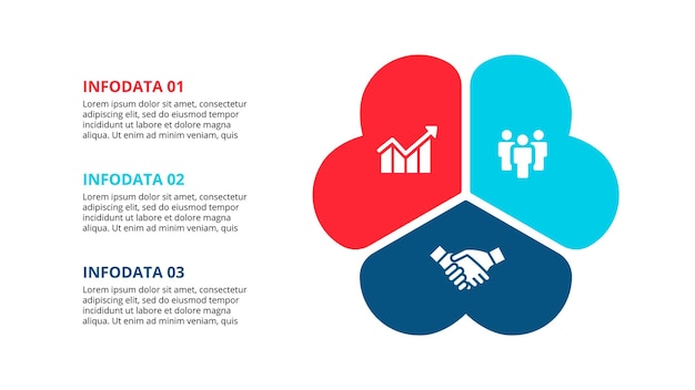 Concepto de infografía con 3 opciones, pasos o procesos de piezas.