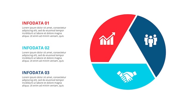 Concepto de infografía con 3 opciones, pasos o procesos de piezas.