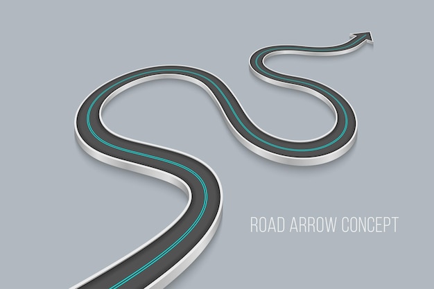 Concepto de infografía de carretera 3D sinuosa en un fondo blanco plantilla de línea de tiempo