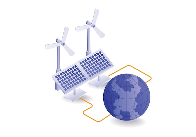 Vector el concepto de infografía ecológica toma la energía eléctrica de la naturaleza