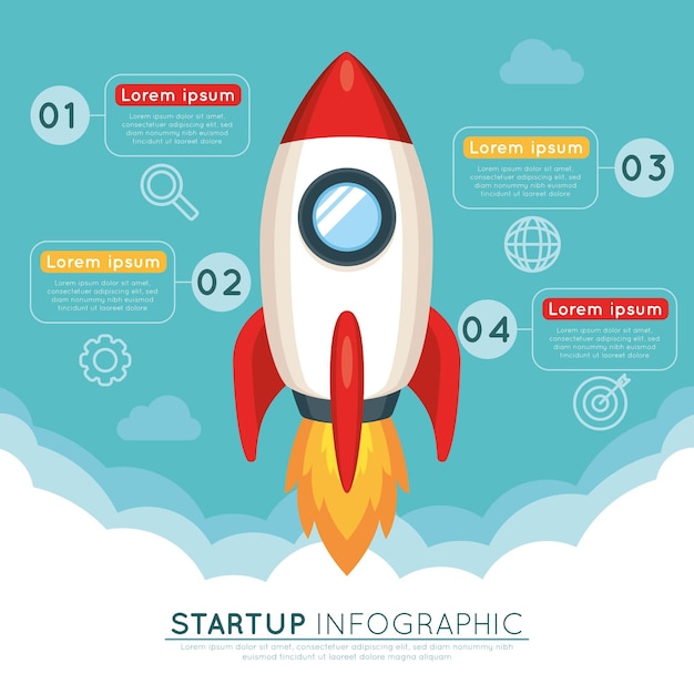 Concepto de infografía de inicio plano