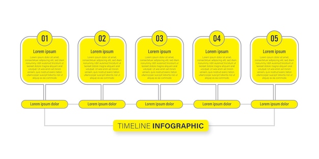 Concepto de infografía de línea de tiempo con icono, diseño plano de infografía de negocios de 5 opciones