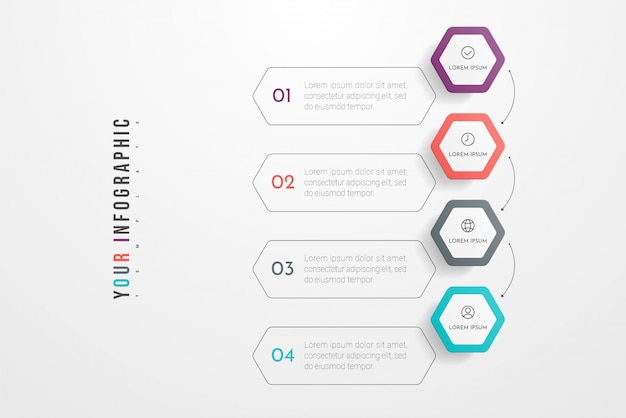 Concepto de infografía con opciones, pasos o procesos.