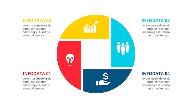 Concepto infográfico con 4 opciones, pasos o procesos de piezas.