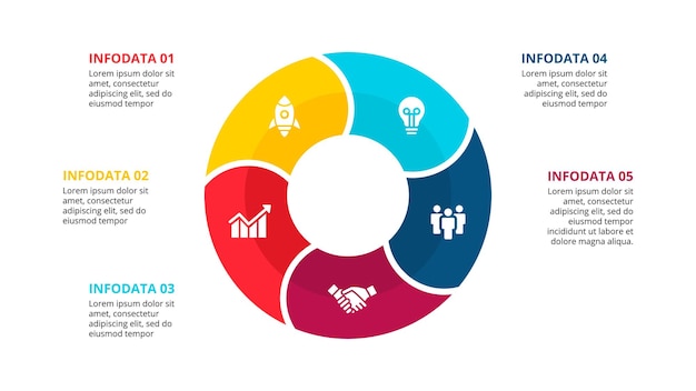 Concepto infográfico con 5 opciones, pasos o procesos de piezas.