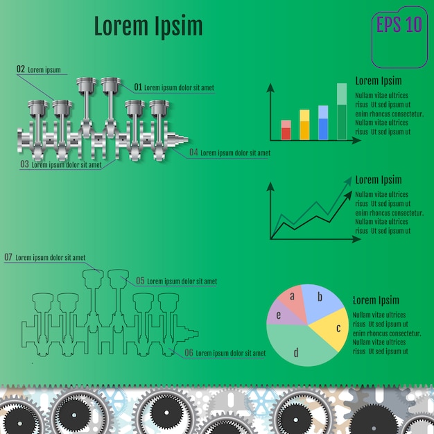 El concepto infográfico basado en el cigüeñal.