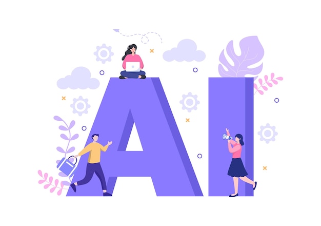 Concepto de ingeniería y tecnología de cerebro digital de inteligencia artificial con datos de programador o sistemas que se pueden configurar en un contexto científico. Ilustración vectorial