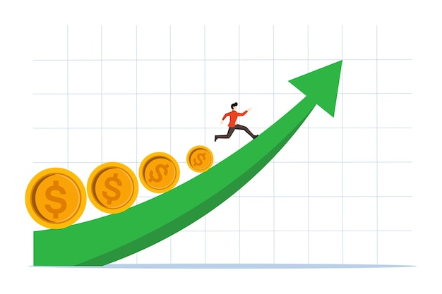 Concepto de ingresos e inversiones con el administrador del fondo funcionando con las monedas principales funcionando gráfico