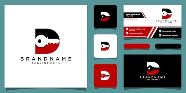 Concepto inicial del logotipo de la letra D Key, clave con la letra D, plantilla de diseño de logotipo vectorial Vector Premium